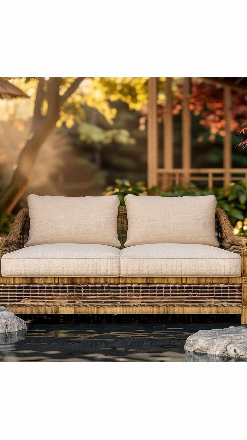 TUINBANK NATUURLIJK MANGOHOUT FOAM NATUURLIJKE VEZEL 141 X 86 X 62 CM