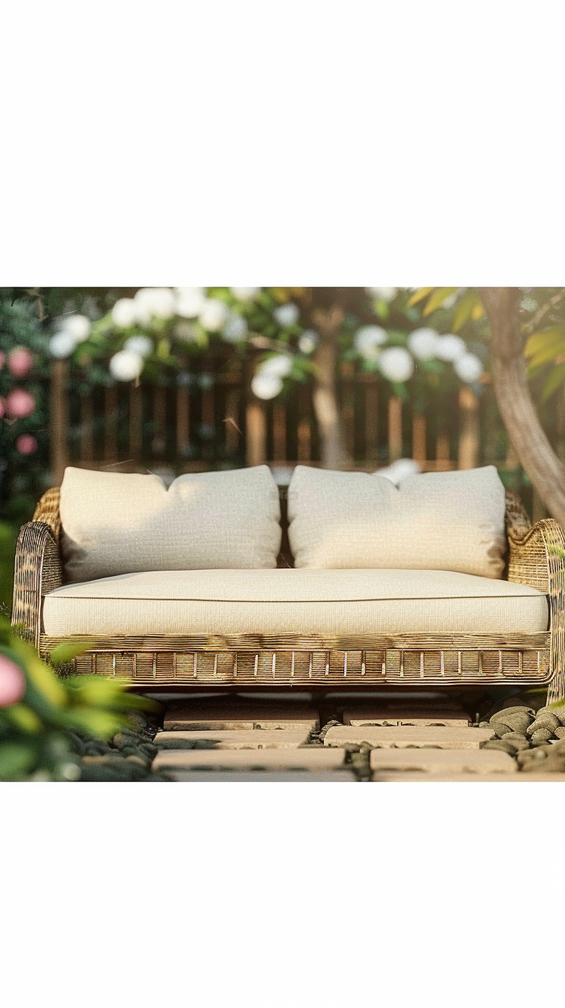 TUINBANK NATUURLIJK MANGOHOUT FOAM NATUURLIJKE VEZEL 141 X 86 X 62 CM