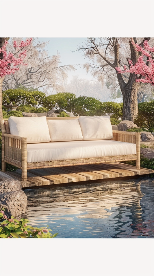 TUINBANK NATUURLIJK MANGOHOUT FOAM NATUURLIJKE VEZEL 180 X 86 X 80 CM