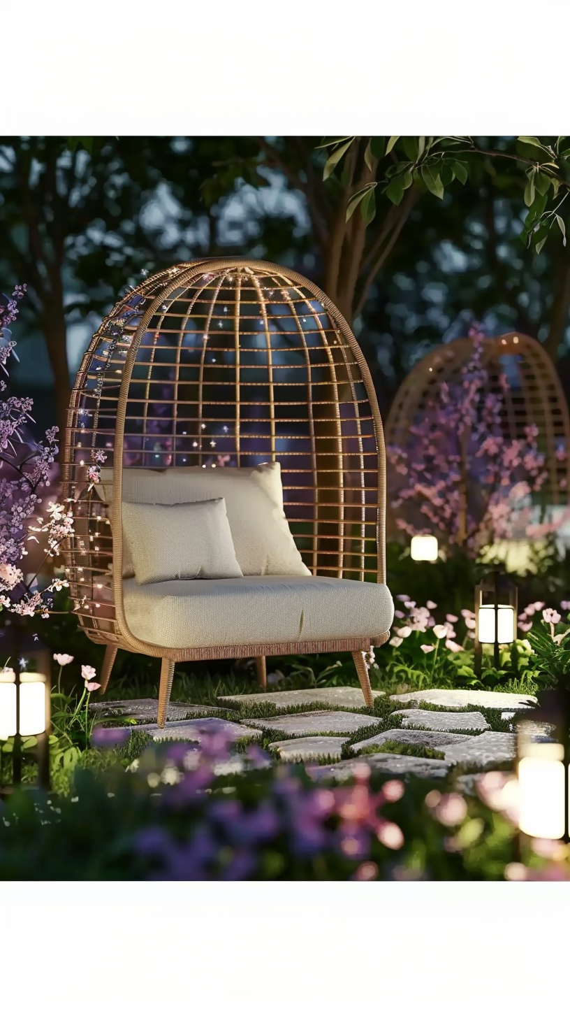 DKD HOME DECOR TUINSTOEL WIT/BRUIN (130 X 68 X 146 CM)