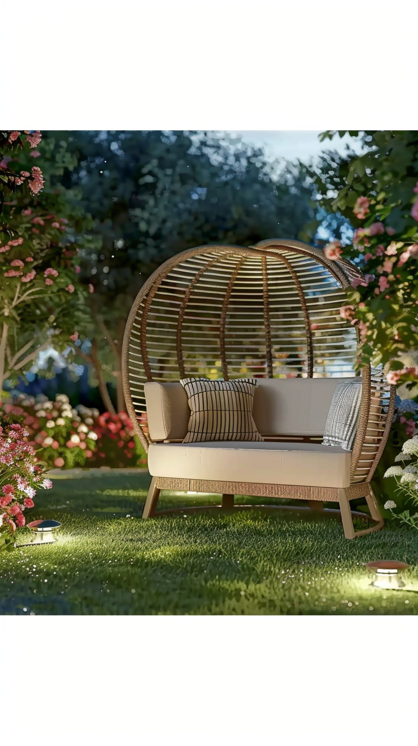 DKD HOME DECOR TUINSTOEL WIT/BRUIN (130 X 68 X 146 CM)