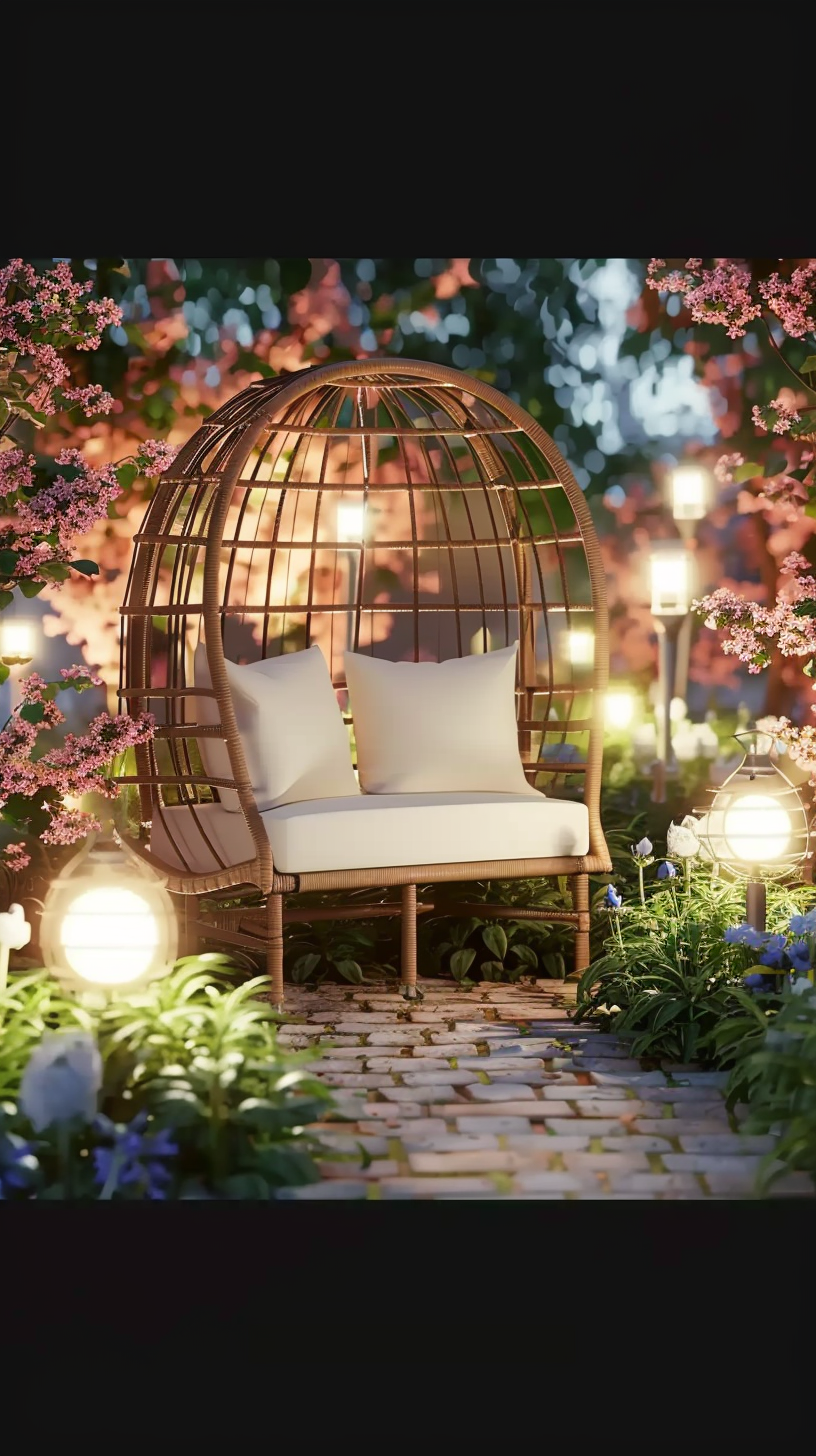 DKD HOME DECOR TUINSTOEL WIT/BRUIN (130 X 68 X 146 CM)