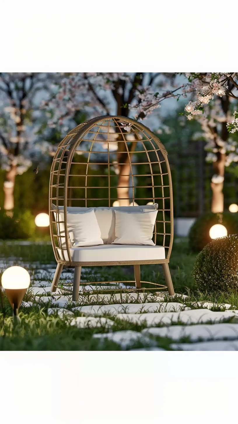 DKD HOME DECOR TUINSTOEL WIT/BRUIN (130 X 68 X 146 CM)