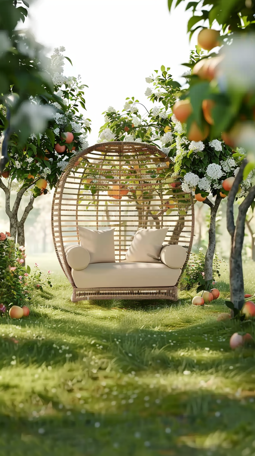 DKD HOME DECOR TUINSTOEL WIT/BRUIN (130 X 68 X 146 CM)