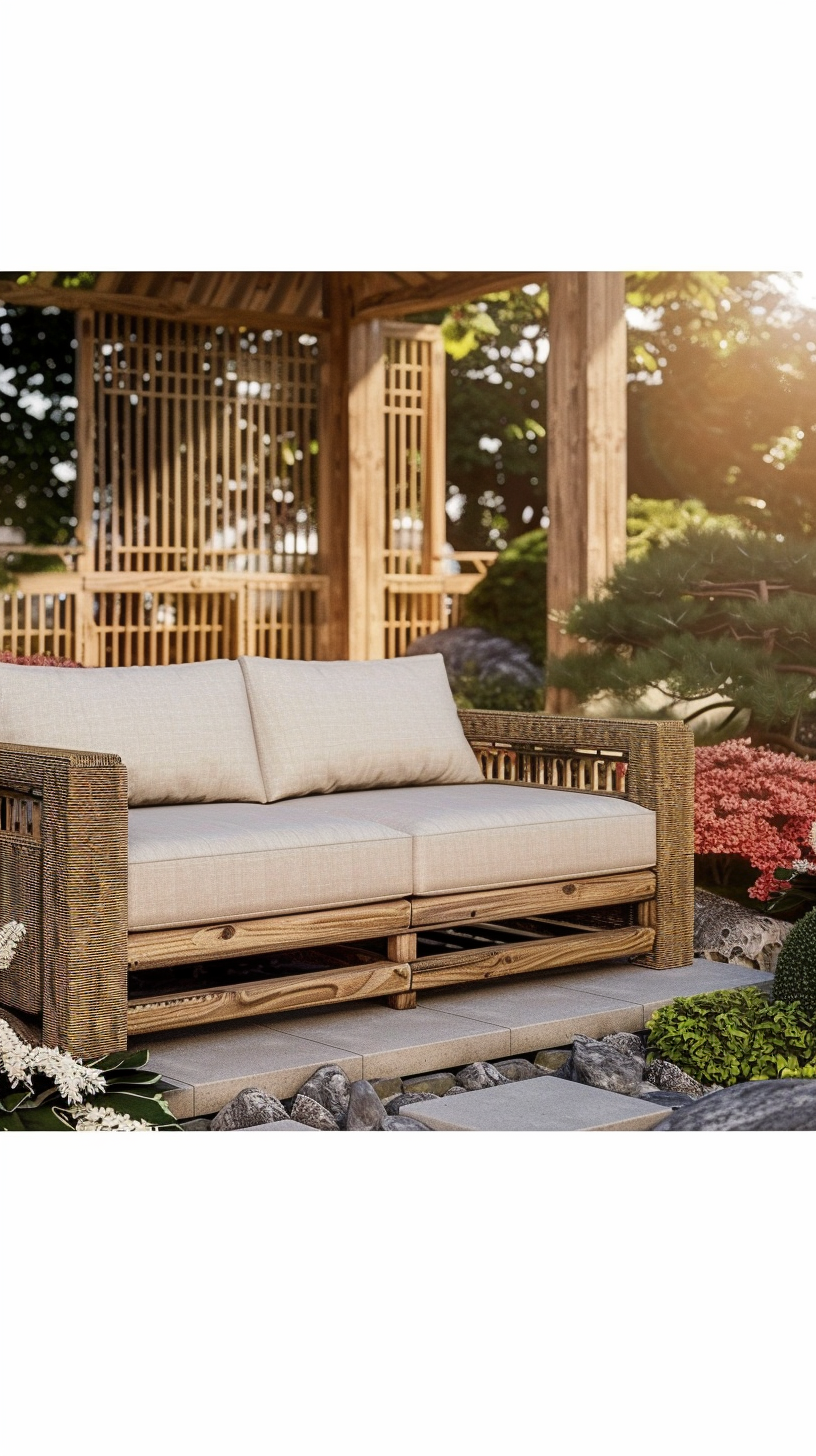 TUINBANK NATUURLIJK MANGOHOUT FOAM NATUURLIJKE VEZEL 198 X 88 X 67 CM