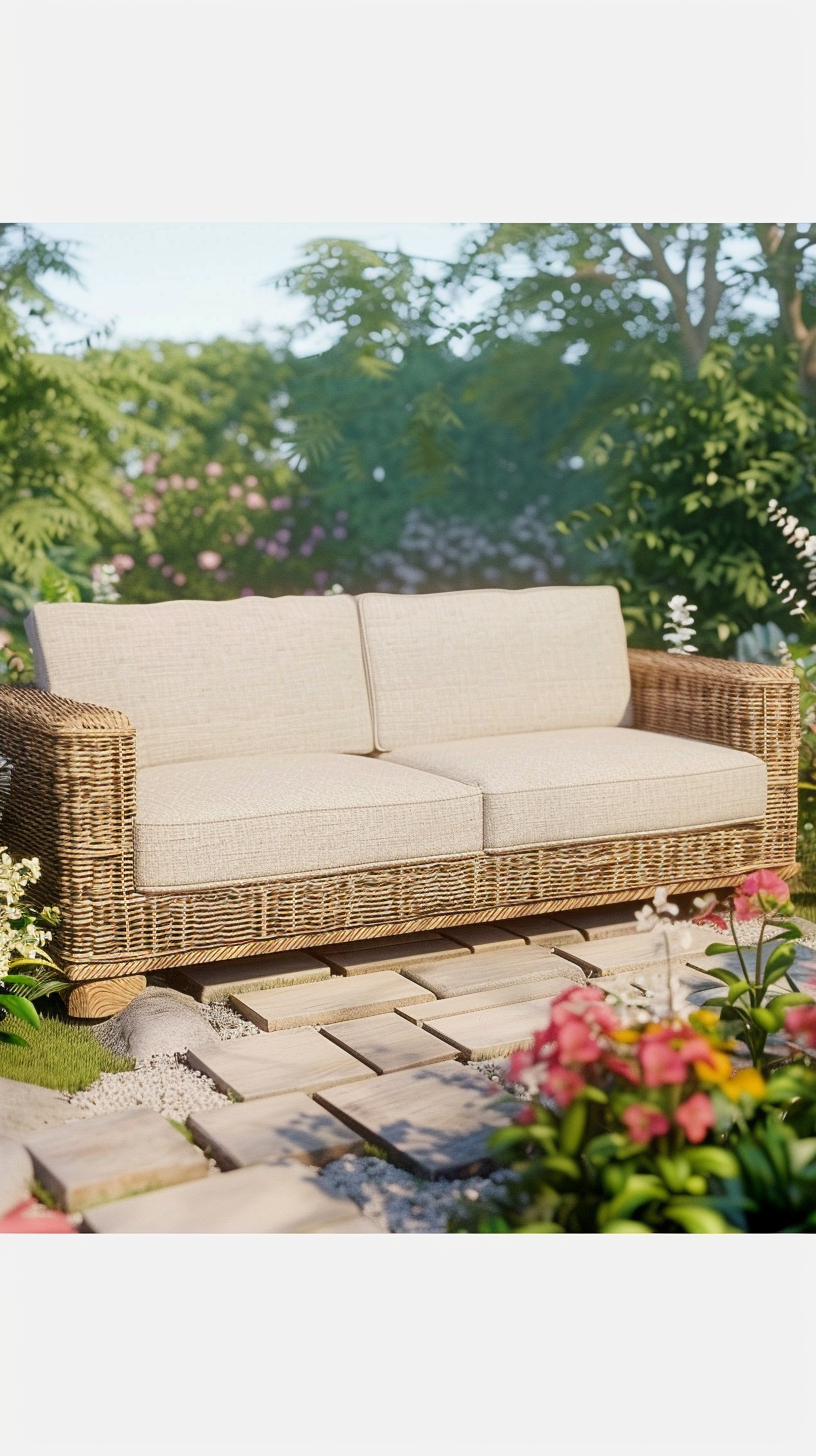 TUINBANK NATUURLIJK MANGOHOUT FOAM NATUURLIJKE VEZEL 198 X 88 X 67 CM