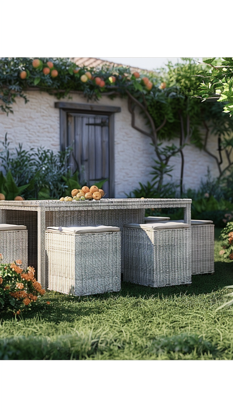 DKD HOME DECOR  TAFEL MET ZES STOELEN (143 X 80 X 100 CM)