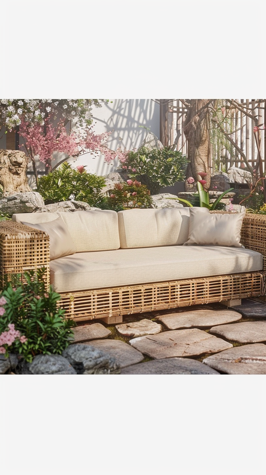 TUINBANK NATUURLIJK MANGOHOUT FOAM NATUURLIJKE VEZEL 198 X 88 X 67 CM