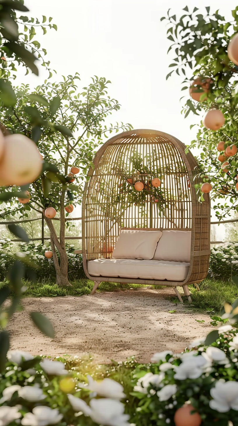 DKD HOME DECOR TUINSTOEL WIT/BRUIN (130 X 68 X 146 CM)