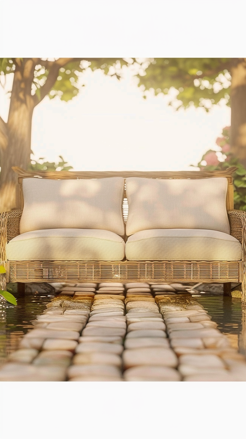 TUINBANK NATUURLIJK MANGOHOUT FOAM NATUURLIJKE VEZEL 141 X 86 X 62 CM