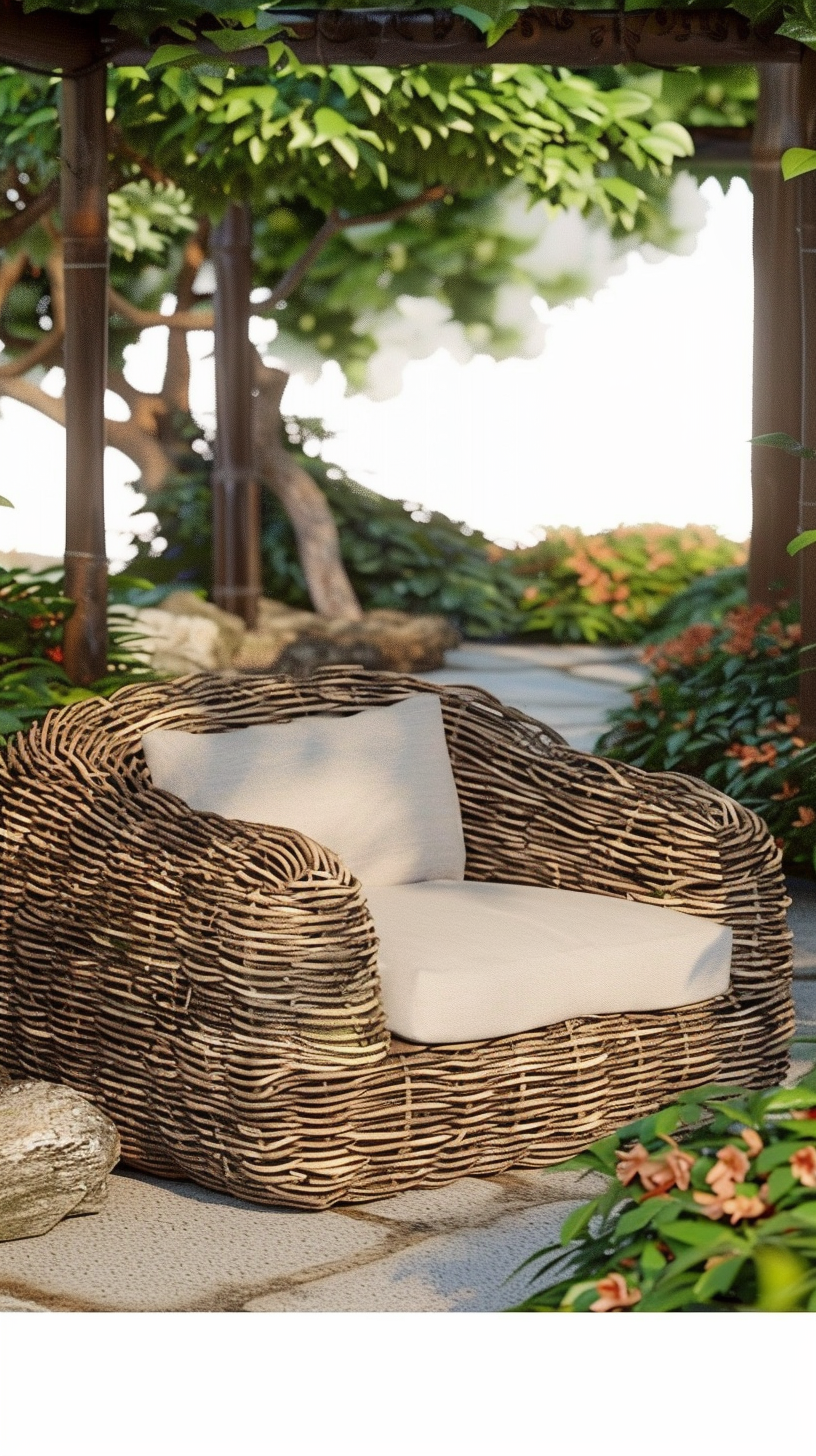 LEUNSTOEL NATUURLIJK ROTAN FOAM 111 X 97 X 63 CM