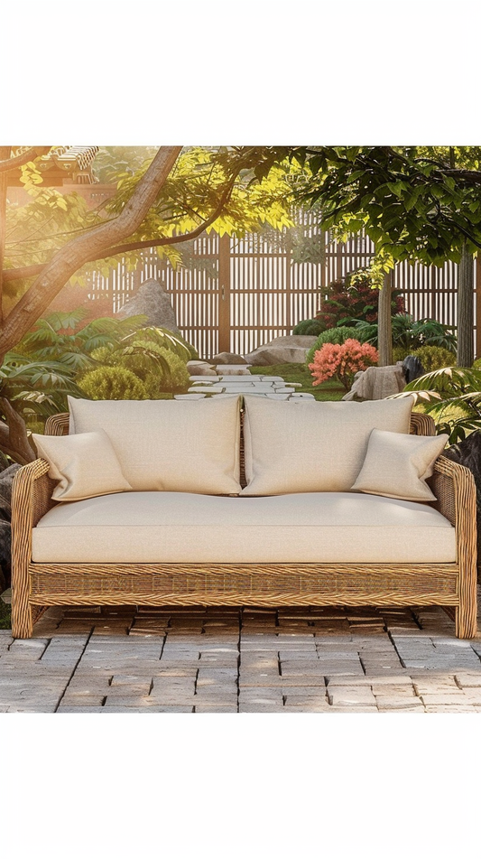 TUINBANK NATUURLIJK MANGOHOUT FOAM NATUURLIJKE VEZEL 141 X 86 X 62 CM