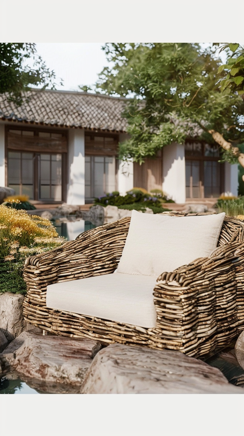 LEUNSTOEL NATUURLIJK ROTAN FOAM 111 X 97 X 63 CM
