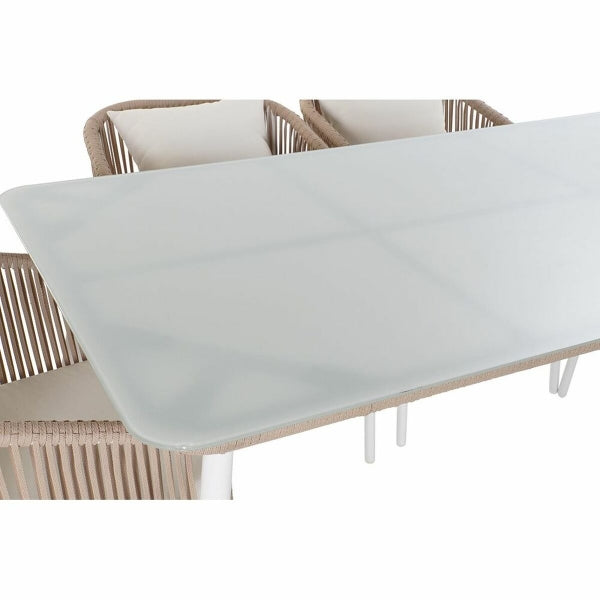 DKD Home Decor TAFEL MET STOELEN BEIGE 78 CM 163 X 95 X 6 CM