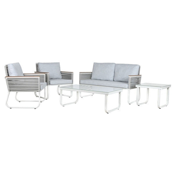 HOME ESPRIT TAFELSET MET 3 FAUTEUILS GRIJS (128 X 69 X 79 CM)